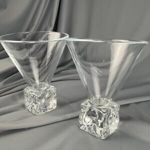 DiSaronno Martini Glasses Set of 2 Melting Ice Cube Base Cocktail Barware